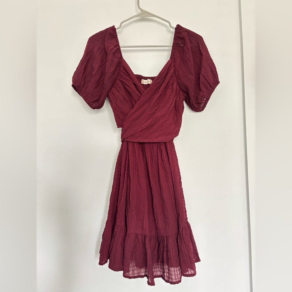 ALTAR’D STATE PLUM WRAP AND TIE MIDI DRESS SZ MEDIUM